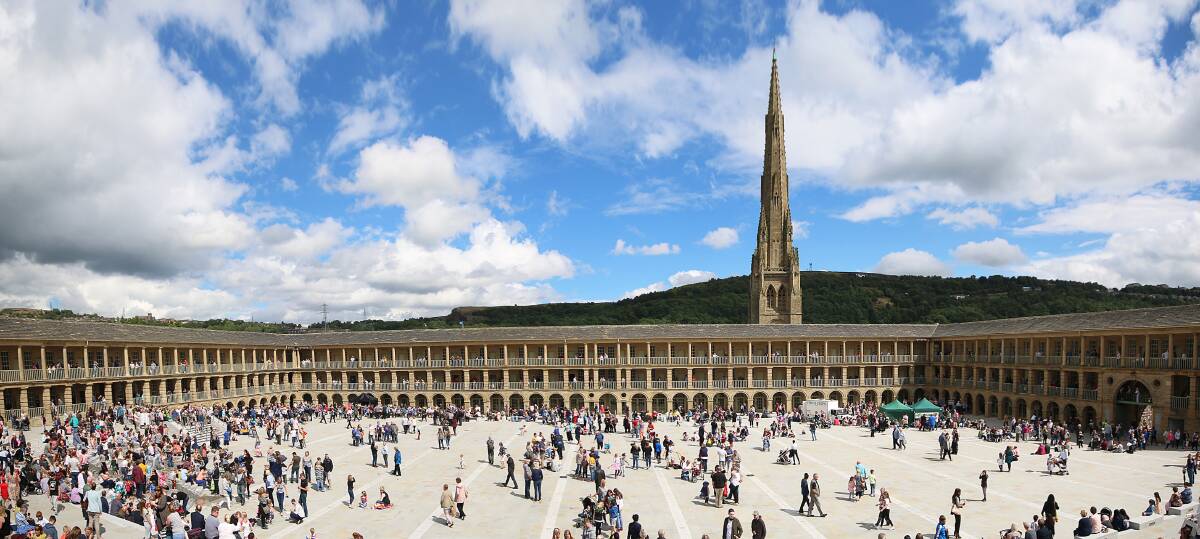 The Piece Hall piazza in the market town of Halifax.