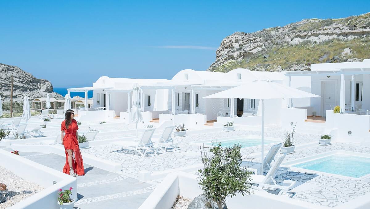 The all-white grandeur of Katharos Villas.