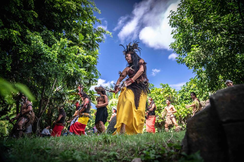 Marquesas Islanders perform the Bird Dance.