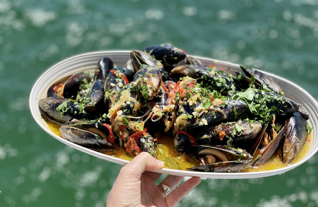 Mussels served fresh.