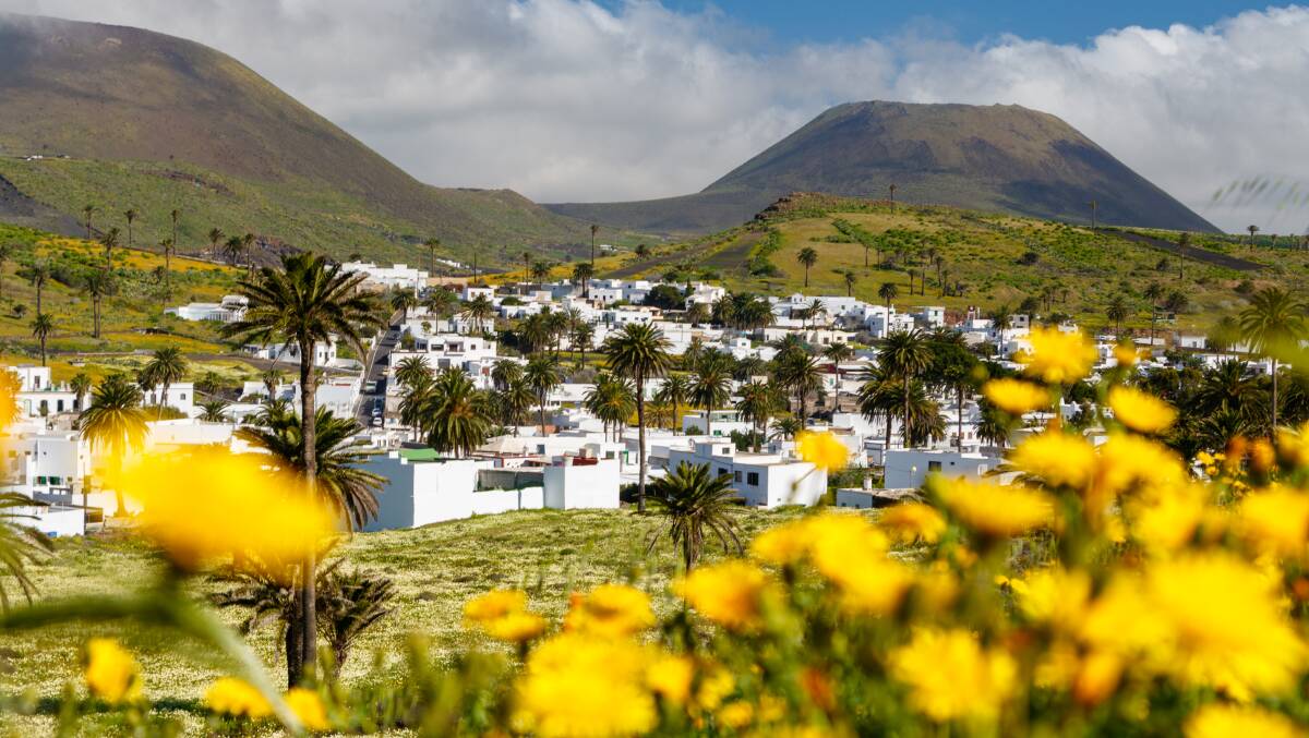 A whitewashed Lanzarote village.