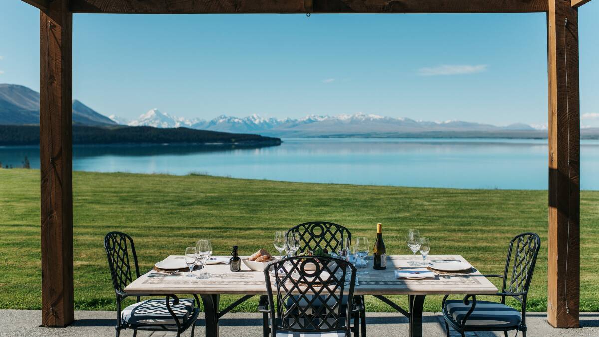 The table is set at Mt Cook Lakeside Retreat.