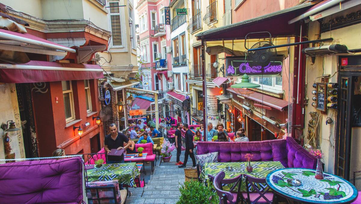 A bustling street with cafes in Cihangir. Picture: Shutterstock