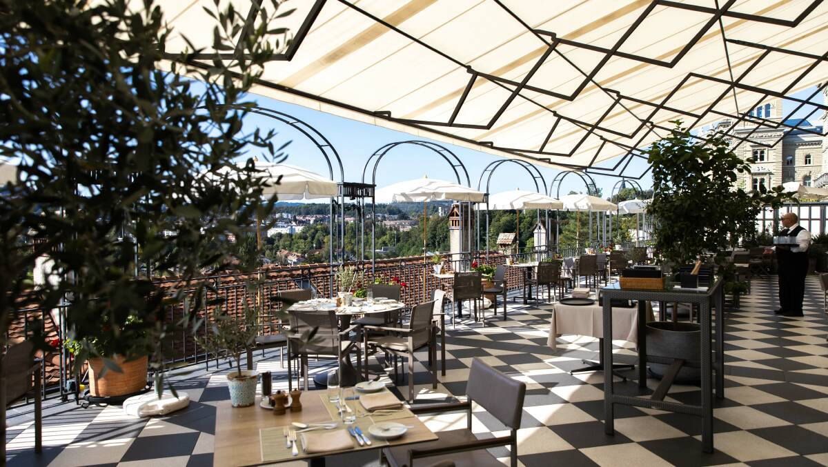 Brasserie Vue at Bellevue Palace hotel in Bern.