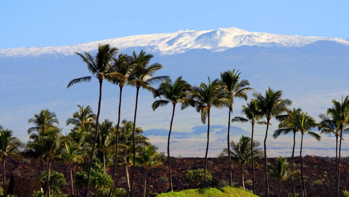 Snowy mountains and lush landscape in Hawaii. Picture: Hawaii Tourism Authority