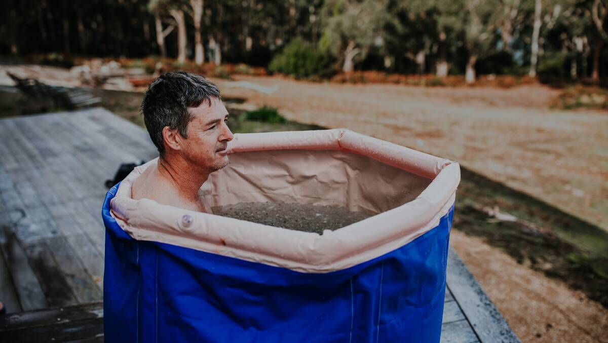 The writer in an ice bath. 