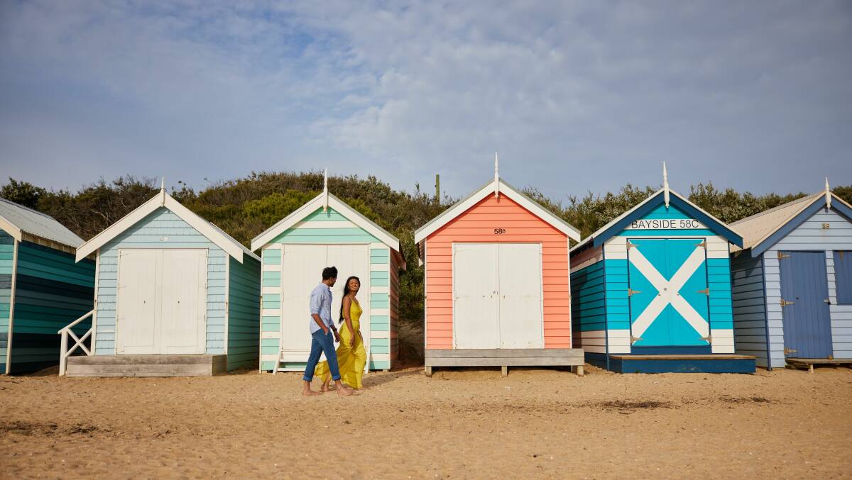 The colourful bathing boxes of Brighton. Picture: Visit Victoria 