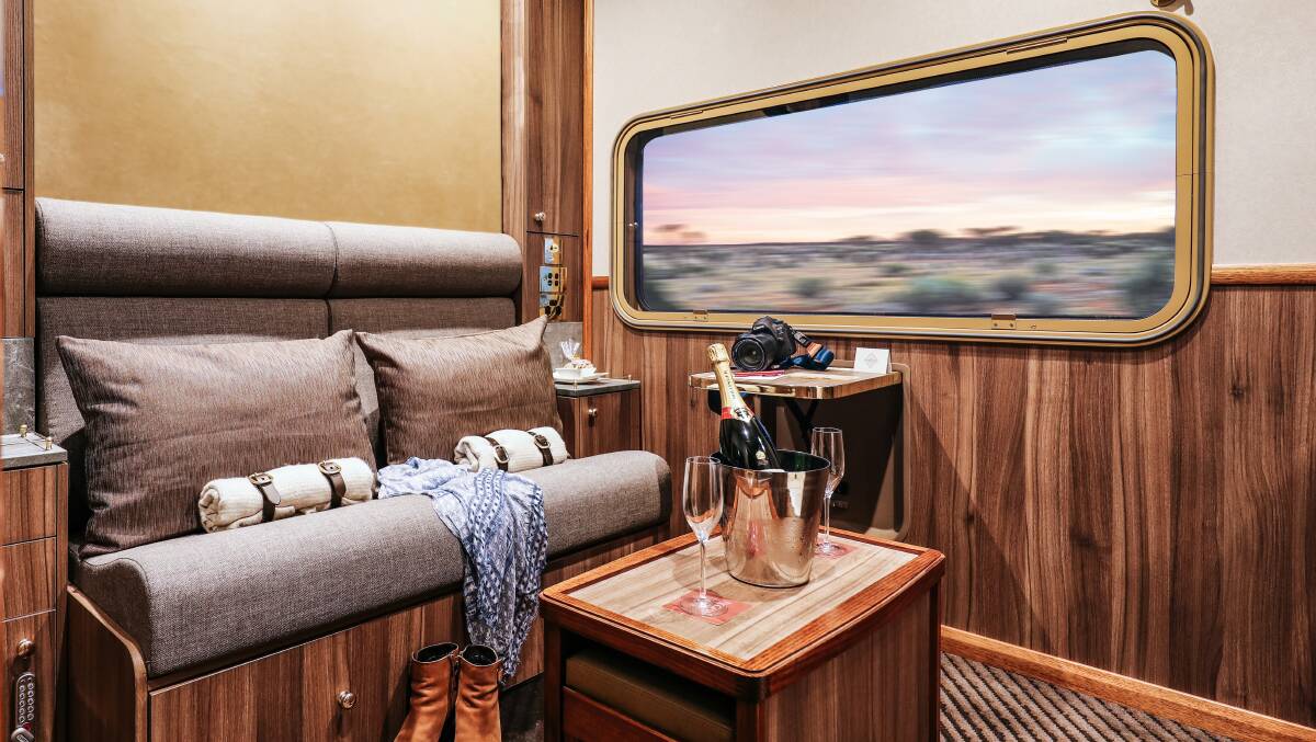 Day setup of a platinum suite on The Ghan. 