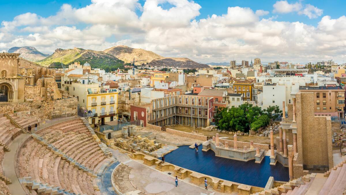 A panoramic view of Cartagena from an ancient Roman theatre.