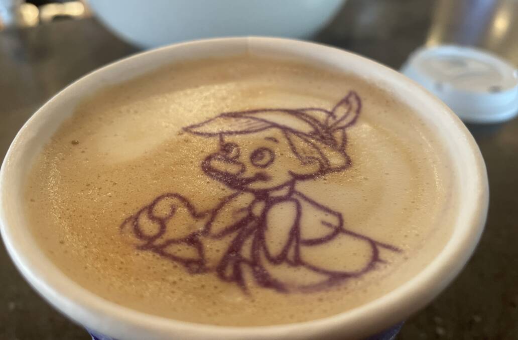 Does your morning coffee come with a picture of Pinocchio on it? Picture by Megan Doherty