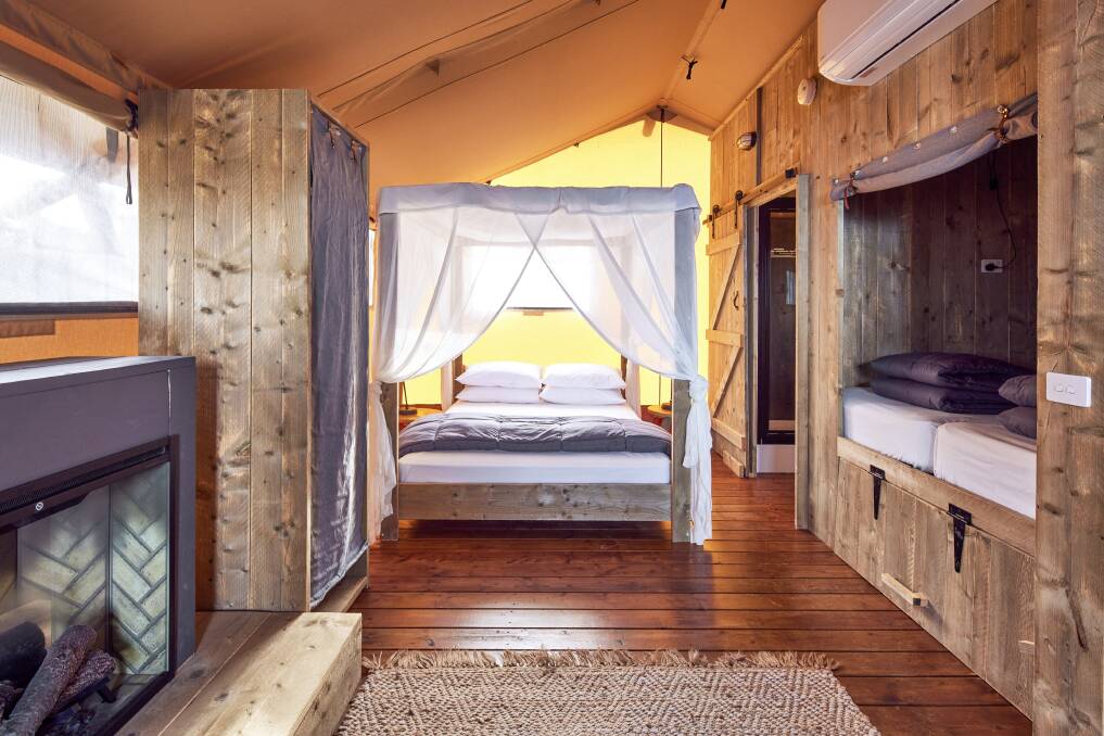 Now this is camping: one of the safari tents at the NRMA Merimbula Beach Holiday Resort. Picture: Destination NSW