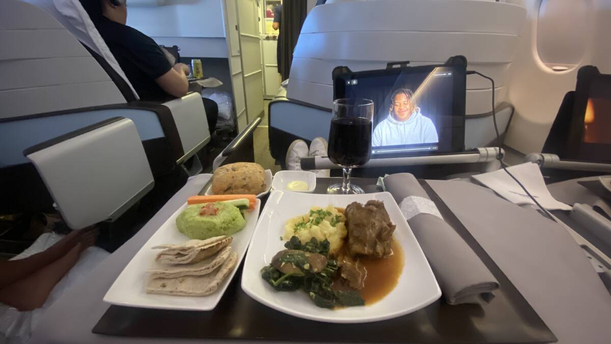 Onboard food and entertainment.