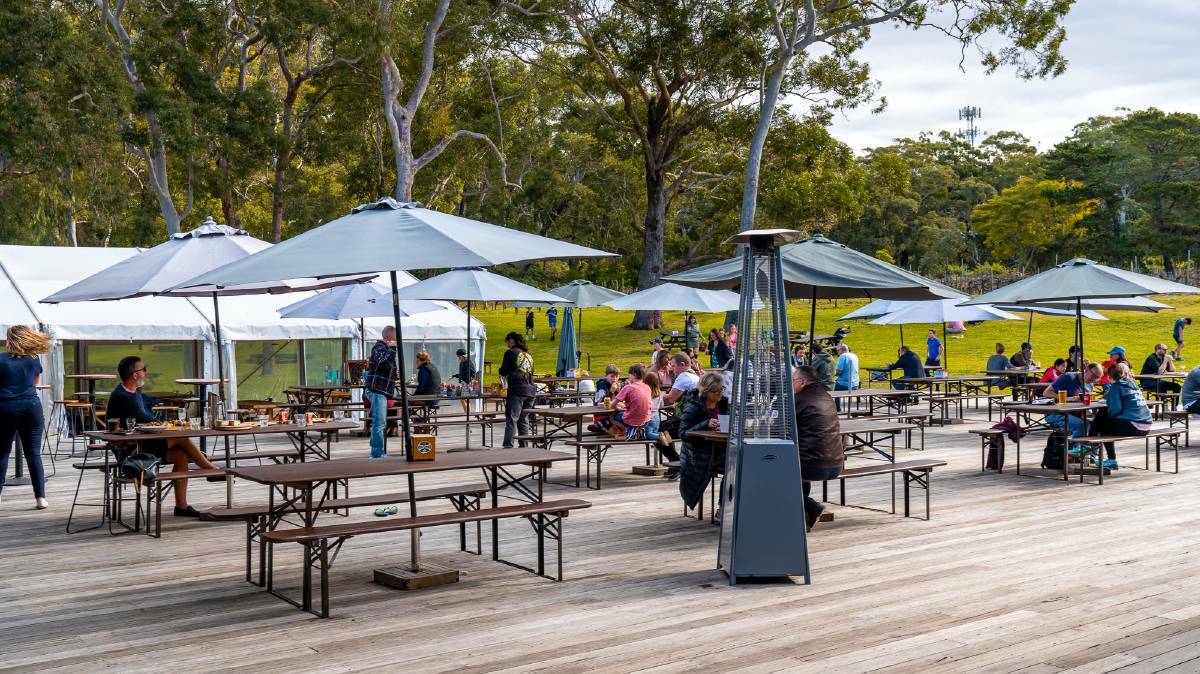 The large beer garden at Murray’s Brewing Company in Port Stephens, NSW.