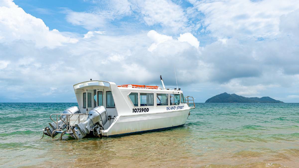The water taxi with Dunk Island in the background.