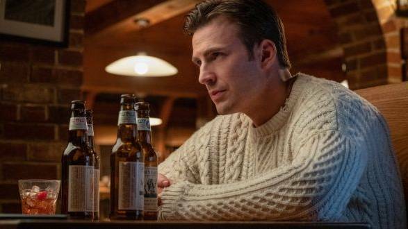 Chris Evans wears an Aran sweater in the newly released film “Knives Out.”

