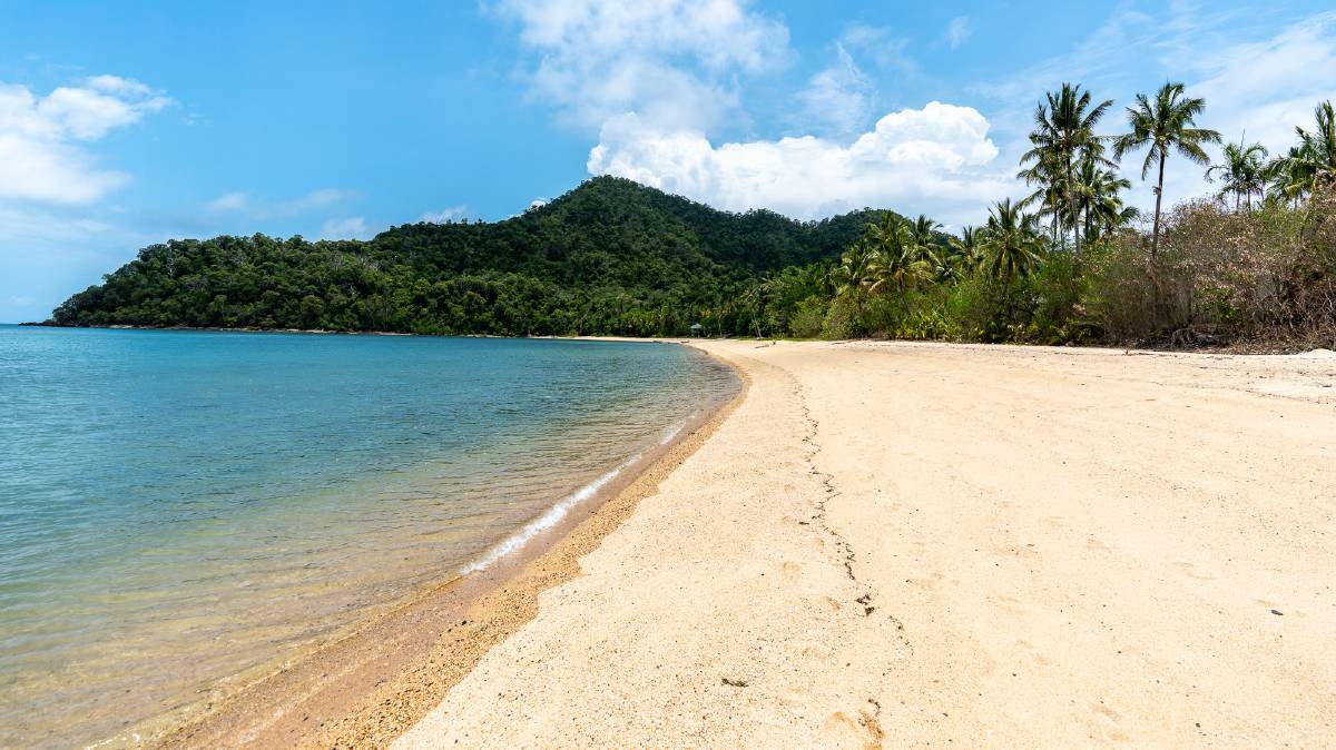 The main beach on Dunk Island where the resort once was.