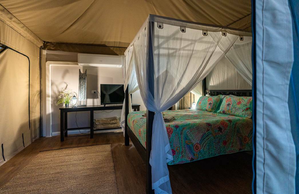  One of the glamping tents at the Rhino Lodge near the zoo.