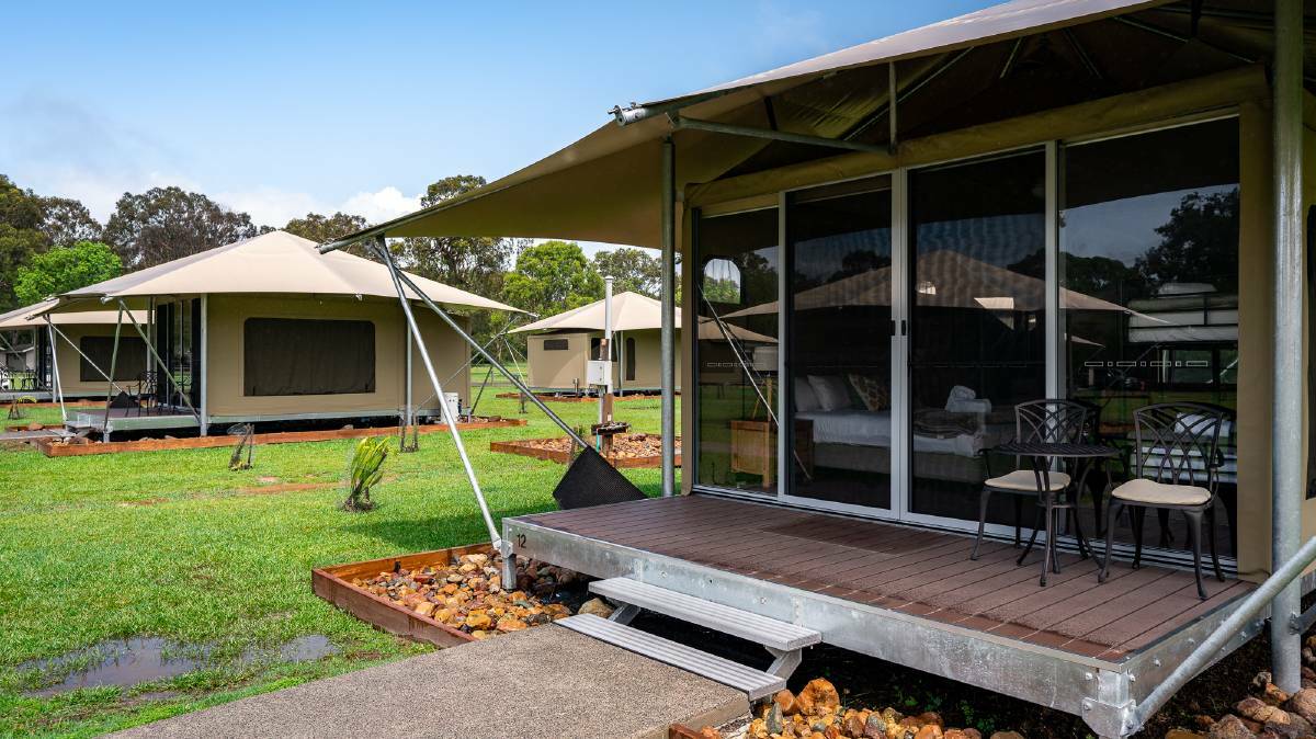 Some of the glamping tents at the Habitat Noosa ecocamp.