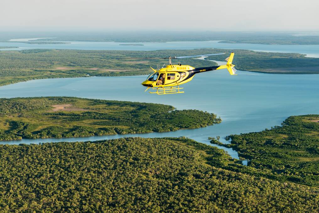 The helicopter pub crawl offers stunning views of Darwin’s landscapes