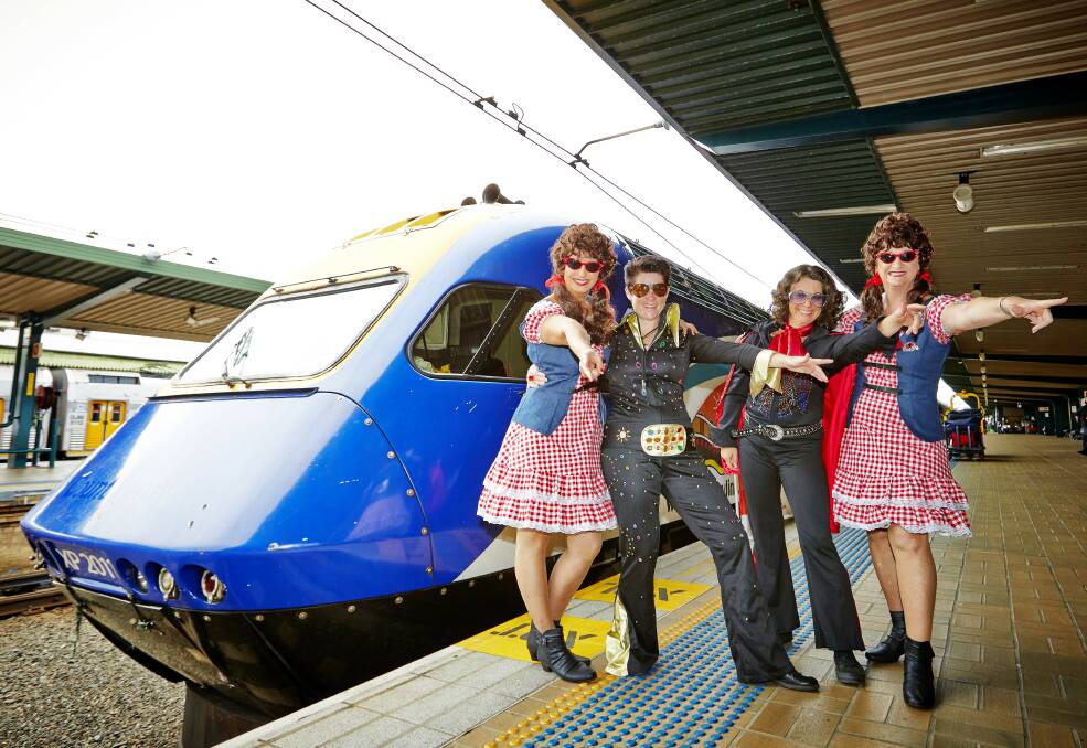 Elvis fans prepare for their journey to Parkes from Central Station Sydney.