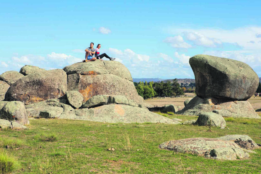 Couple enjoying a visit to the Stonehenge Recreational Area, Glen Innes.