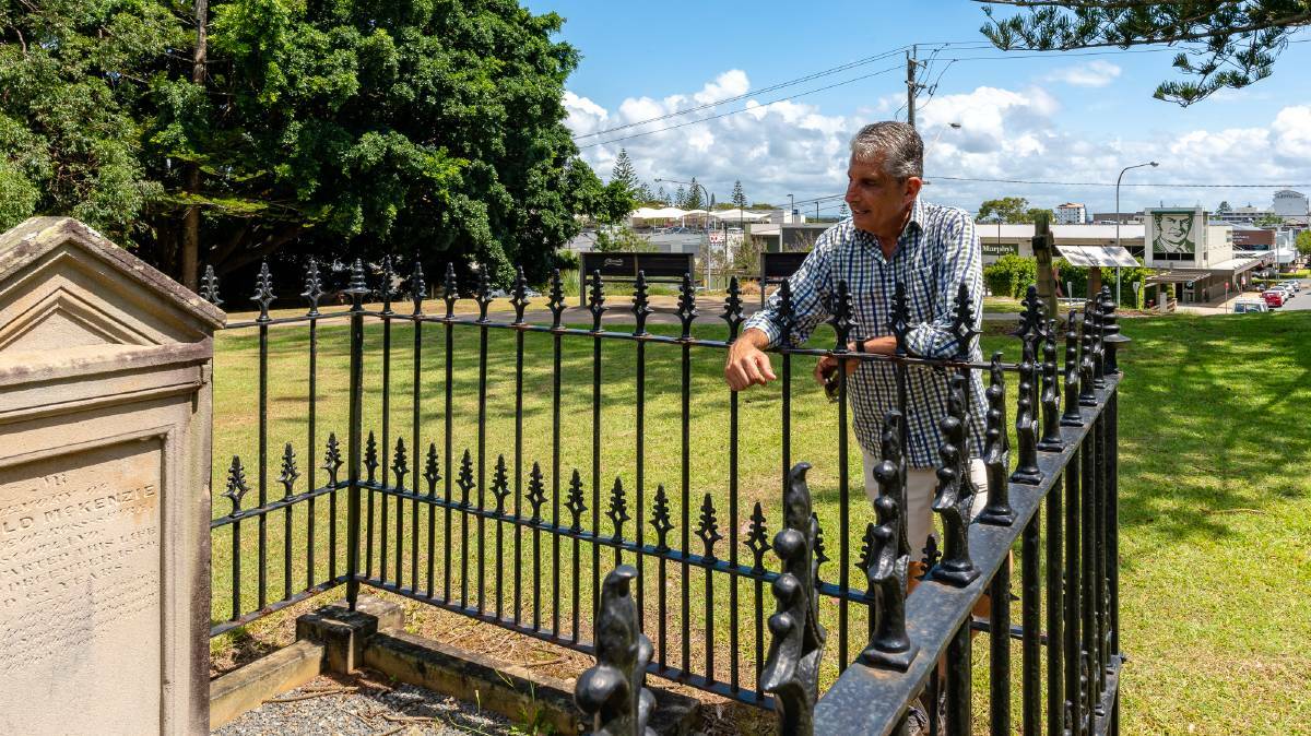 Mitch McKay leads one of his heritage tours through the Port Macquarie Historic Cemetery.