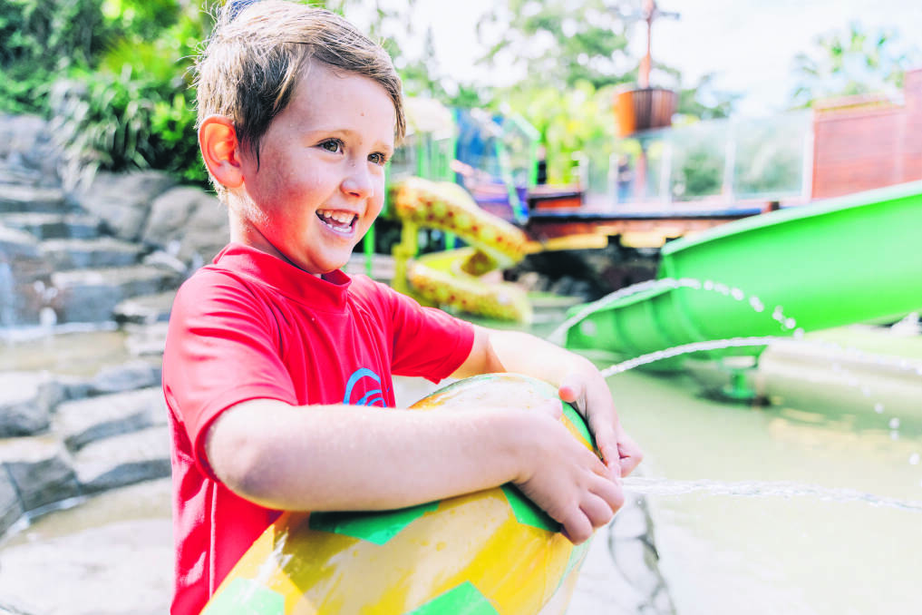 Young boy enjoying the Shipwreck Island Waterpark at BIG4 NRMA South West Rocks Holiday Park, South West Rocks.
